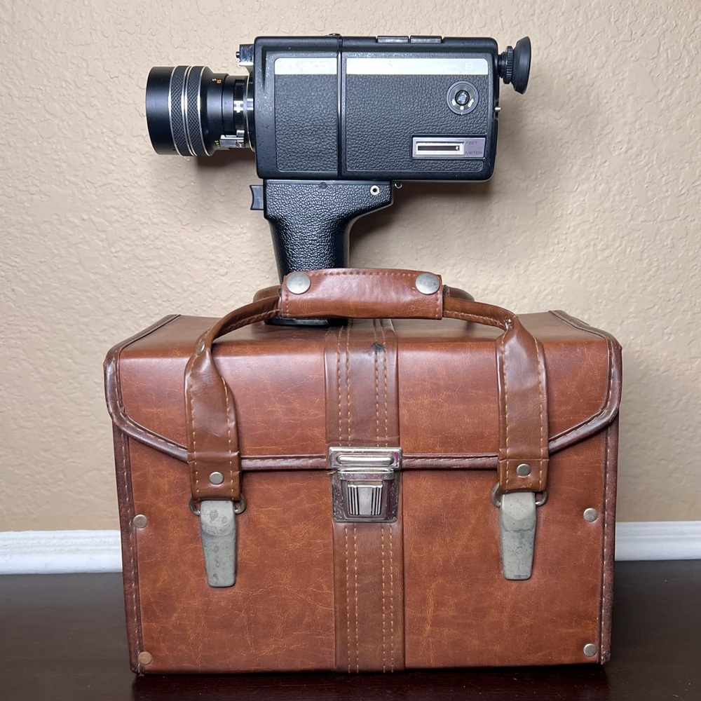 Vintage Focal XL-303 Super 8 Movie Camera with Case | Mid-Century Film Decor